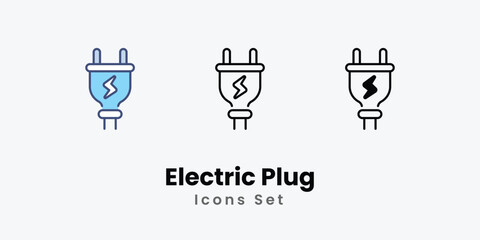 Electric Plug Icons symbol vector elements for infographic web stock illustration.