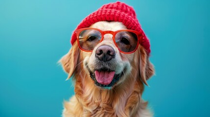  Dogs in casual attire enjoy lively moments against vibrant studio backgrounds - obrazy, fototapety, plakaty