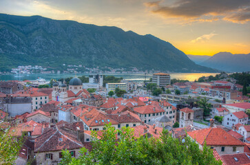 Sunset view of Kotor in Montenegro