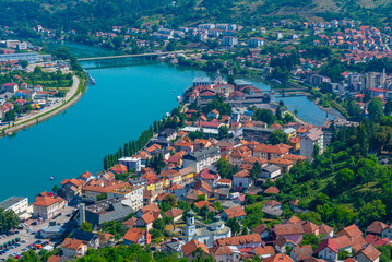 Fototapeta premium Panorama view of Visegrad town in Bosnia and Herzegovina