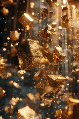 Bolstering Financial Valuations with Captivating Golden Allocations on a Cinematic Backdrop - obrazy, fototapety, plakaty