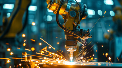 Fototapeta na wymiar Robotic welding in the industrial factory