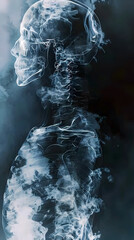 Ethereal Medical Radiology Portrait with Ghostly Smoke and Silhouette