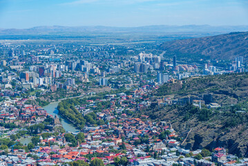 Fototapeta na wymiar Panorama view of the old town of Tbilisi, Georgia