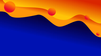Yellow orange waves with spheres over dark blue gradient background