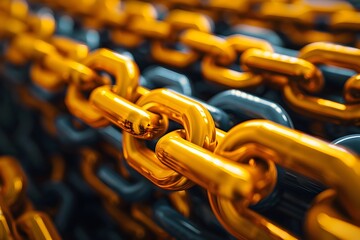 Intricately Linked A Mesmerizing Closeup of Yellow Metal Chains in a Hyper Detailed Cinematic D Rendering