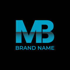 MB bold blue gradient initial logo design vector