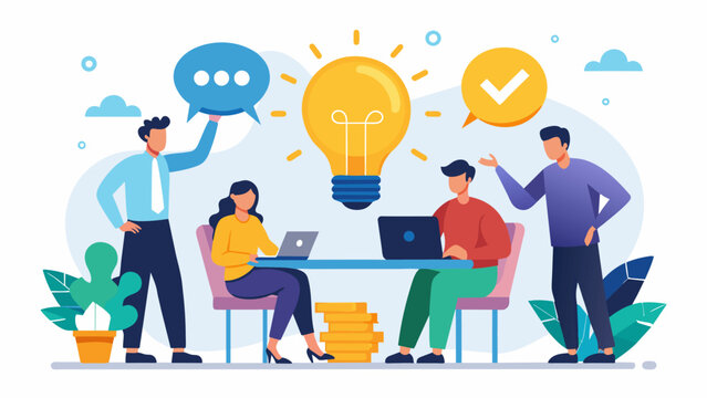 A group of employees working together to brainstorm creative solutions for managing rising expenses and maintaining profitability.