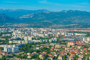 Aerial view of downtown Podgorica in Montenegro