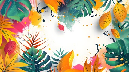 Flat tropical leaves background