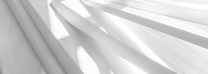 Obraz premium Abstract white geometric background with light and shadow effects, perfect for technology or corporate design presentations