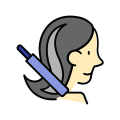 Hair straightening icon. fill color icon