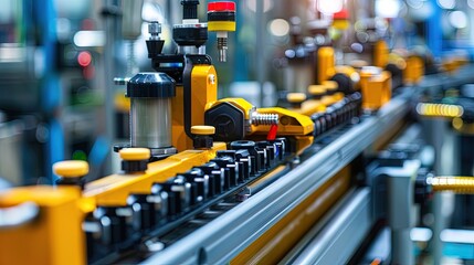Explain the function and importance of safety features in automated manufacturing systems, such as emergency stops and interlocks.  - obrazy, fototapety, plakaty