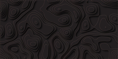 Abstract black paper cut style vector seamless pattern with shadows Trendy contemporary design. Abstract papercut and multi-layer cutout pattern Natural printing illustrations of Map.