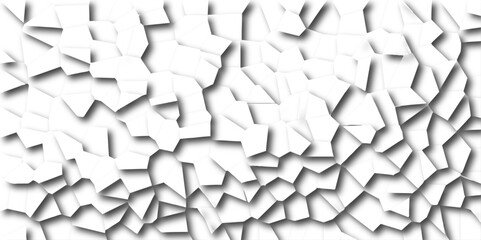990Abstract white paper cut shadows background realistic crumpled paper decoration textured with multi tiles mosaic seamless pattern. Quartz cream white Broken Stained Glass.3d shapes. - obrazy, fototapety, plakaty