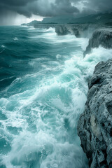 rocky coast during a storm