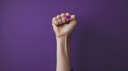 Fototapeta premium Raised purple fist , generative ai