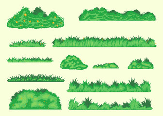 set of trees. Grass Illustration Vector Set