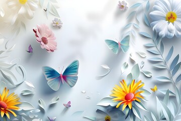 Flower floral butterfly background best quality hyper realistic wallpaper image banner template