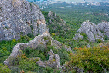 Panorama view of Khornabuji Castle in Georgia