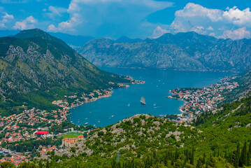 Fototapeta na wymiar Panorama of Boka Kotorska bay in Montenegro