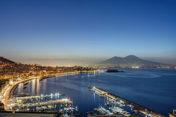 The Gulf of Naples with Mount Vesuvius before sunrise