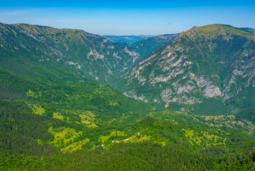 Tara river valley viewed from Durmitor national park in Montenegro