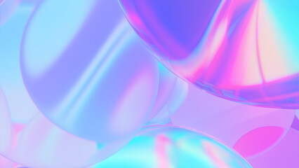 Translucent Spheres in Pastel Reflections 3d render