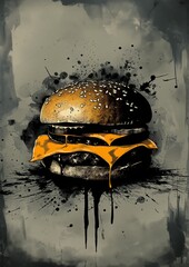 Grunge Burger - Cheeseburger in a grunge art style