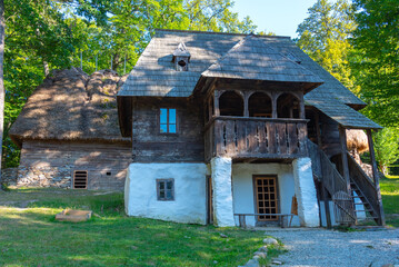 Historical houses at Astra ethnography museum in Sibiu, Romania