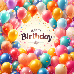 Beautiful happy birthday Background With Balloons