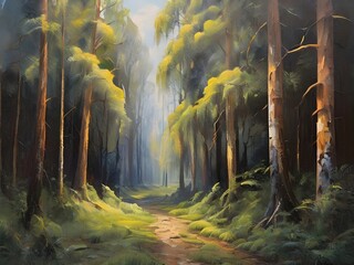 Forest painted with oil paints| landscape oil paint