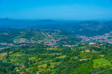 Panorama view of Bosnia countryside near Srebrenik in Bosnia and Herzegovina