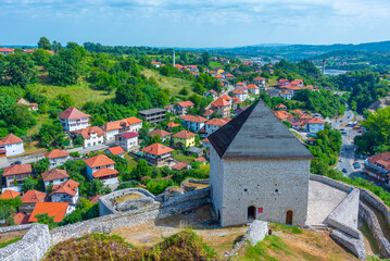 Tesanj castle and surrounding cityscape in Bosnia and Herzegovina