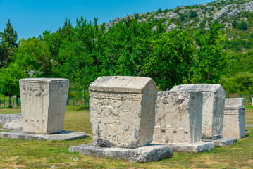 Stone tombs at Radimlja necropolis in Bosnia and Herzegovina - obrazy, fototapety, plakaty
