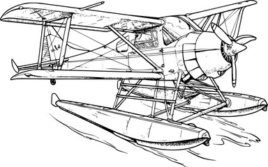 Float Plane illustration for coloring