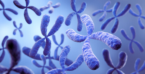 3D illustration of X Chromosome, Medicine. Medical science and biotechnology background.