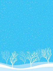 Fototapeta na wymiar Snowy winter tree background illustration