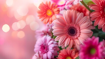 Wooden Table Pink And White Flowers Are Sitting