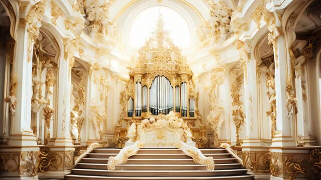 White decorated baroque hall