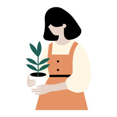 Green Goddess A Vector Illustration of a Woman Holding a Plant