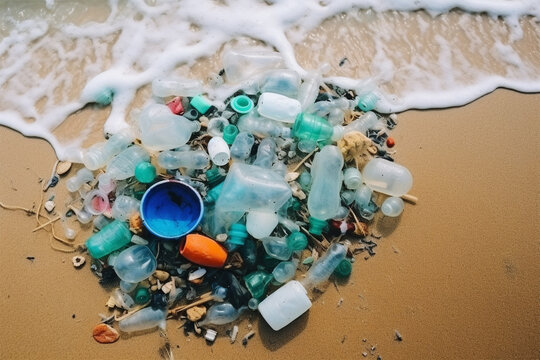砂浜に打上げられた海洋ゴミ