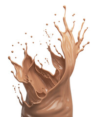 splash of milk coffee or chocolate, hot cocoa drink isolated on white background 3d illustration.