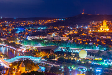 Sunset view of downtown Tbilisi in Georgia © dudlajzov