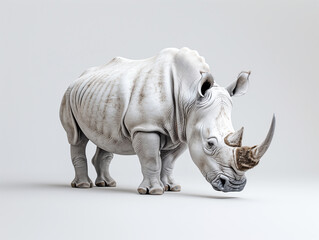 Fototapeta premium A white rhino with a horn on its head