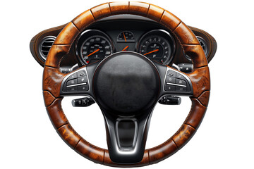 Retro-style car steering wheel on transparent background - obrazy, fototapety, plakaty