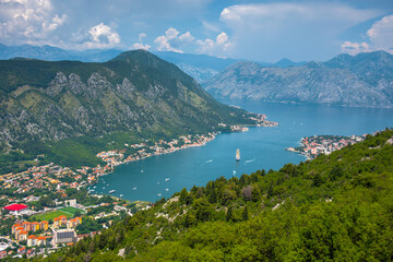 Fototapeta premium Panorama of Boka Kotorska bay in Montenegro