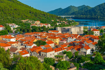 Aerial view of Croatian town Ston