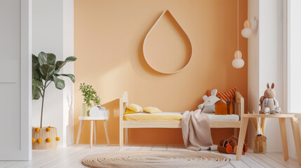 Obraz na płótnie Canvas Minimalist kids room composition in beige colors