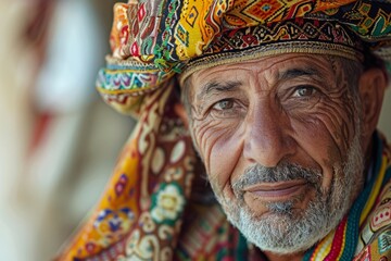 Fototapeta premium Portrait of a Man with Traditional Headwear